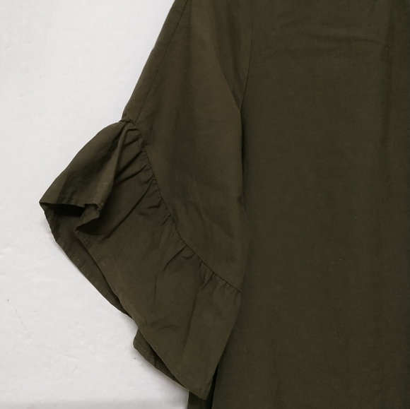 Zara Olive Green Romper Ruffle Sleeve Dress M - Picture 8 of 11